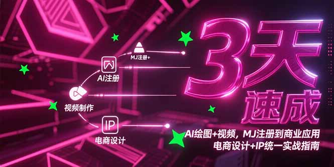 3天速成AI绘图+视频，MJ注册到商业应用，电商设计+IP统一实战指南-快名资源网