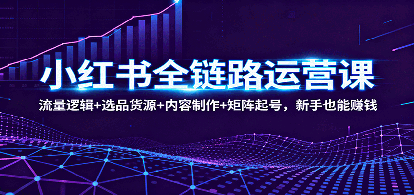 小红书全链路运营课：流量逻辑+选品货源+内容制作+矩阵起号，新手也能赚钱-青虫资源网