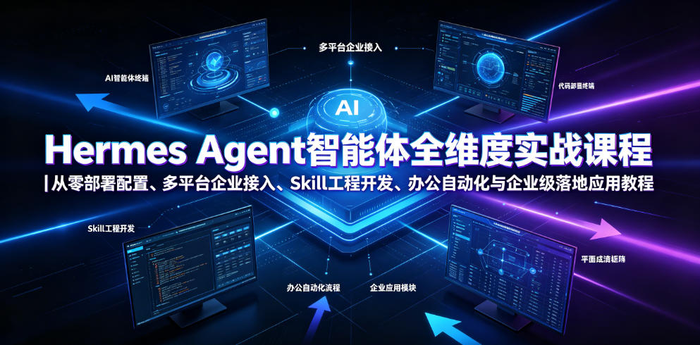 Hermes Agent智能体全维度实战课程｜从零部署配置、多平台企业接入、Skill工程开发、办公自动化与企业级落地应用教程-青虫资源网