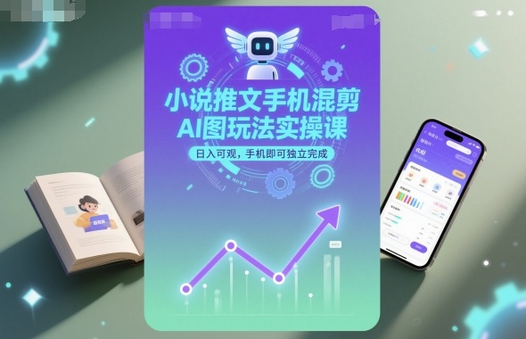 小说推文手机混剪AI图玩法实操课，日入可观，手机即可独立完成-青虫资源网