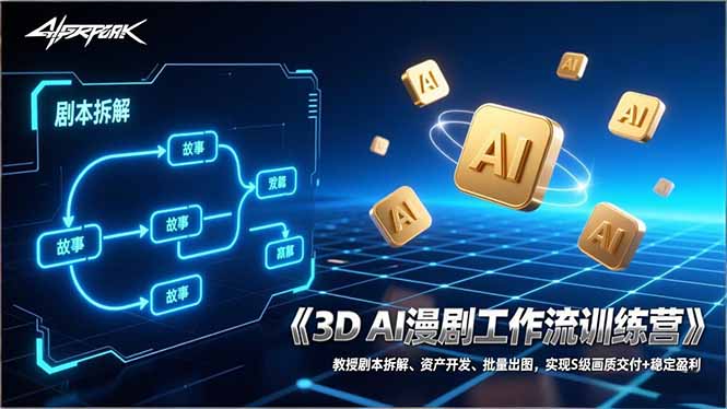 3D AI漫剧工作流训练营：教授剧本拆解、资产开发、批量出图，实现S级画质交付+稳定盈利-快名资源网