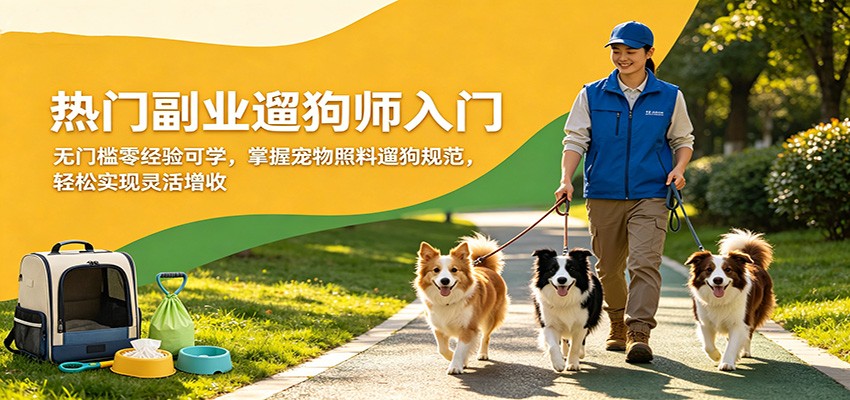 热门副业遛狗师入门，无门槛零经验可学，掌握宠物照料遛狗规范，轻松实现灵活增收-快名资源网