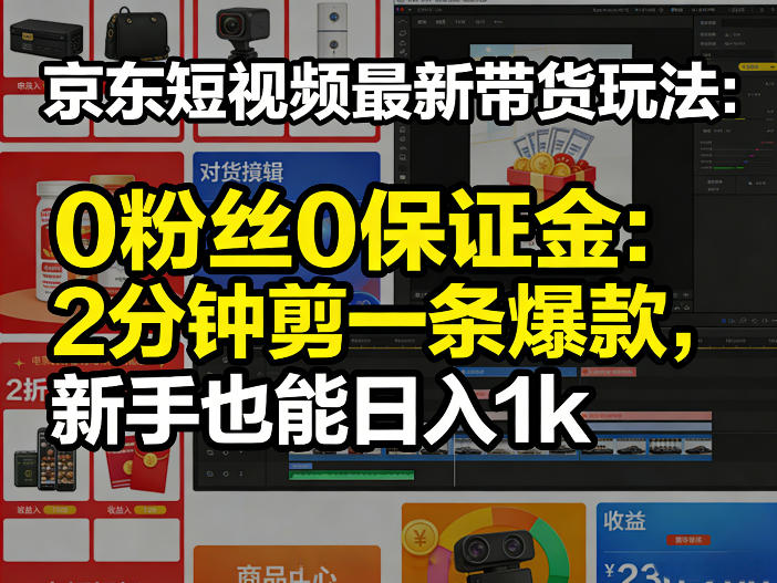 京东短视频最新带货玩法，0粉丝0保证金，2分钟剪一条爆款，新手也能日入1k+【揭秘】-快名资源网