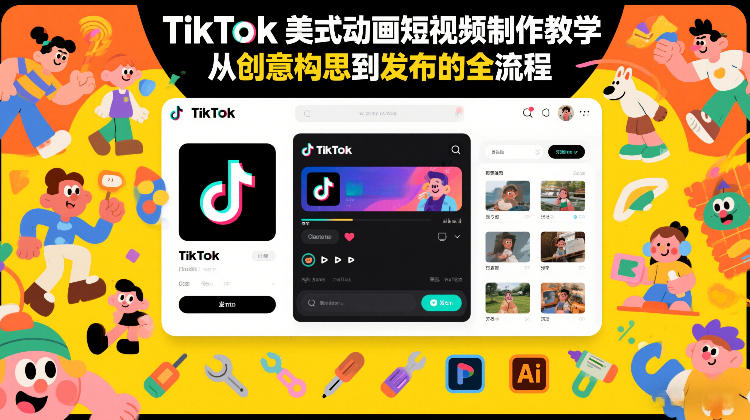 TikTok美式动画短视频制作教学，从创意构思到发布的全流程-快名资源网
