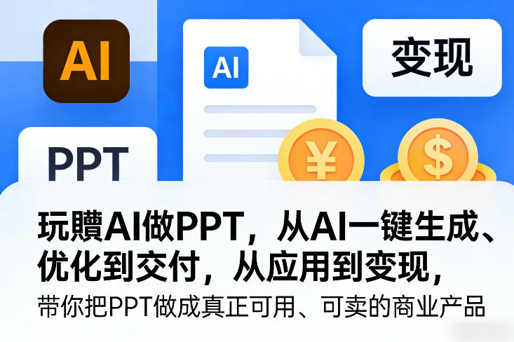 玩賺AI做PPT，从AI一键生成、优化到交付，从应用到变现，带你把PPT做成真正可用、可卖的商业产品(更新0421)-快名资源网