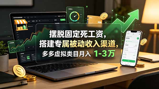 摆脱固定死工资，搭建专属被动收入渠道，多多虚拟类目月入 1-3 万-青虫资源网