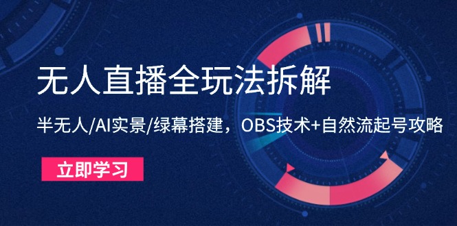 无人直播全玩法拆解：半无人/AI实景/绿幕搭建，OBS技术+自然流起号攻略-快名资源网