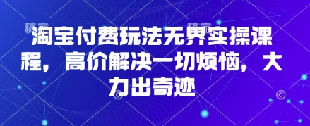 淘宝付费玩法无界实操课程，高价解决一切烦恼，大力出奇迹-快名资源网