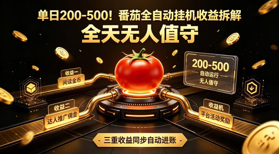 单日200-500！番茄全自动挂G收益拆解，全天无人值守，矩阵操作收益翻倍【揭秘】-青虫资源网