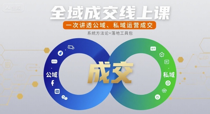 全域成交线上课，一次讲透公域、私域运营成交-快名资源网