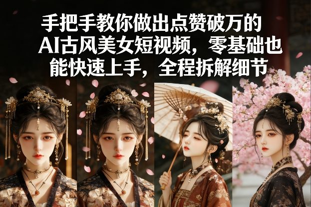 手把手教你做出点赞破万的AI古风美女短视频，零基础也能快速上手，全程拆解细节-快名资源网