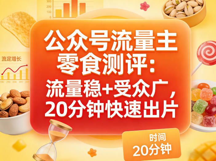公众号流量主之零食测评赛道，流量稳+受众广，20分钟一条作品-快名资源网