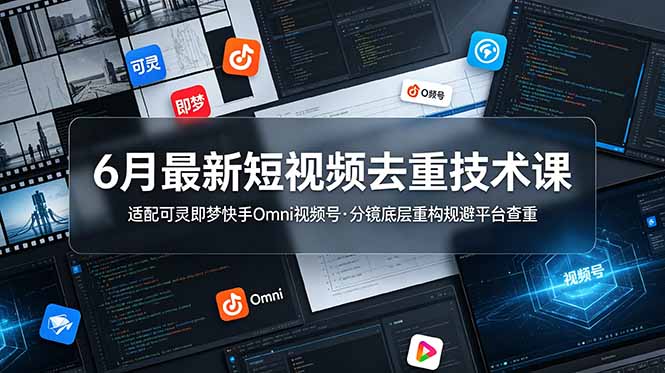 6月最新短视频去重技术课，适配可灵即梦快手Omni视频号，分镜底层重构规避平台查重-快名资源网