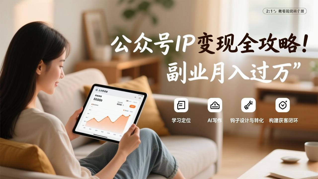 公众号IP变现全攻略，学习定位、AI写作、钩子设计与转化，构建获客闭环，副业月入过万-快名资源网