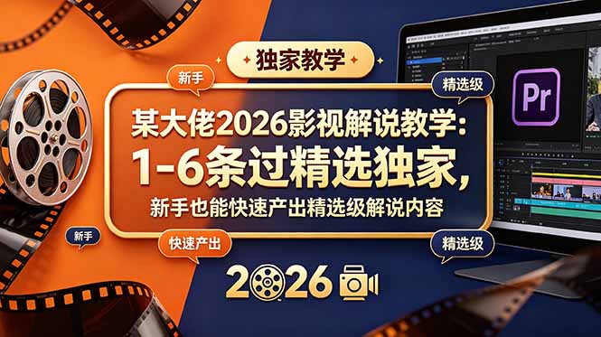 某大佬2026影视解说教学：1-6条过精选独家，新手也能快速产出精选级解说内容-快名资源网
