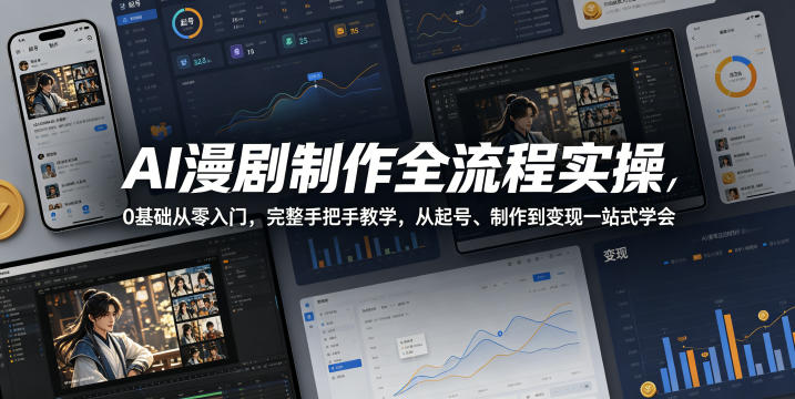 AI漫剧制作全流程实操，0基础从零入门，完整手把手教学，从起号、制作到变现一站式学会-快名资源网