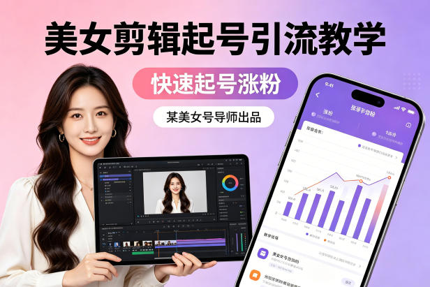某美女号导师出品：美女剪辑起号引流教学，快速起号涨粉-快名资源网