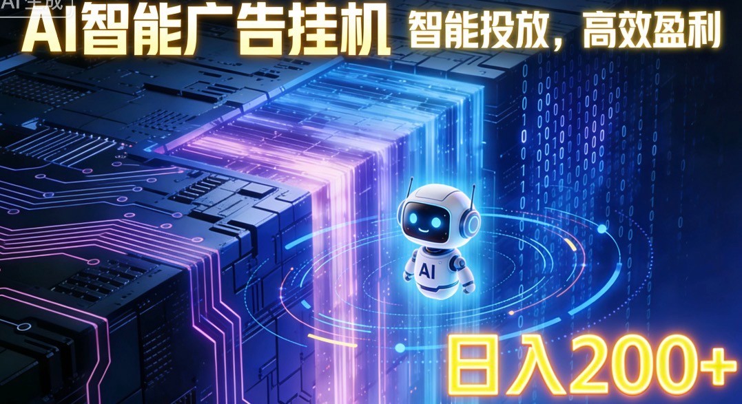 ai智能广告挂机项目，合规挂载广告即可赚取收益，单日收益可达400～500+-快名资源网