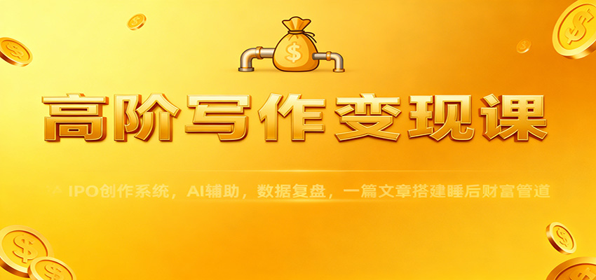 高阶写作变现课：IPO创作系统，AI辅助，数据复盘，一篇文章搭建睡后财富管道-快名资源网