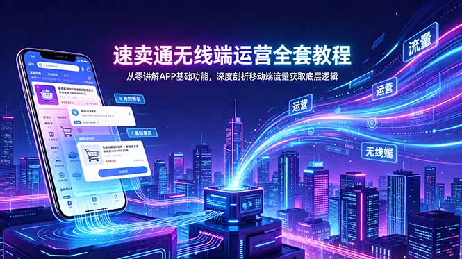 速卖通无线端运营全套教程，从零讲解APP基础功能，深度剖析移动端流量获取底层逻辑-快名资源网