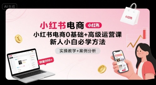 小红书电商0基础+高级运营课，新人小白必学方法，实操教学+案例分析-快名资源网