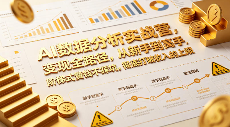 AI数据分析实战营，变现全路径，从新手到高手，阶梯式賺钱不踩坑，彻底打破收入的上限-快名资源网