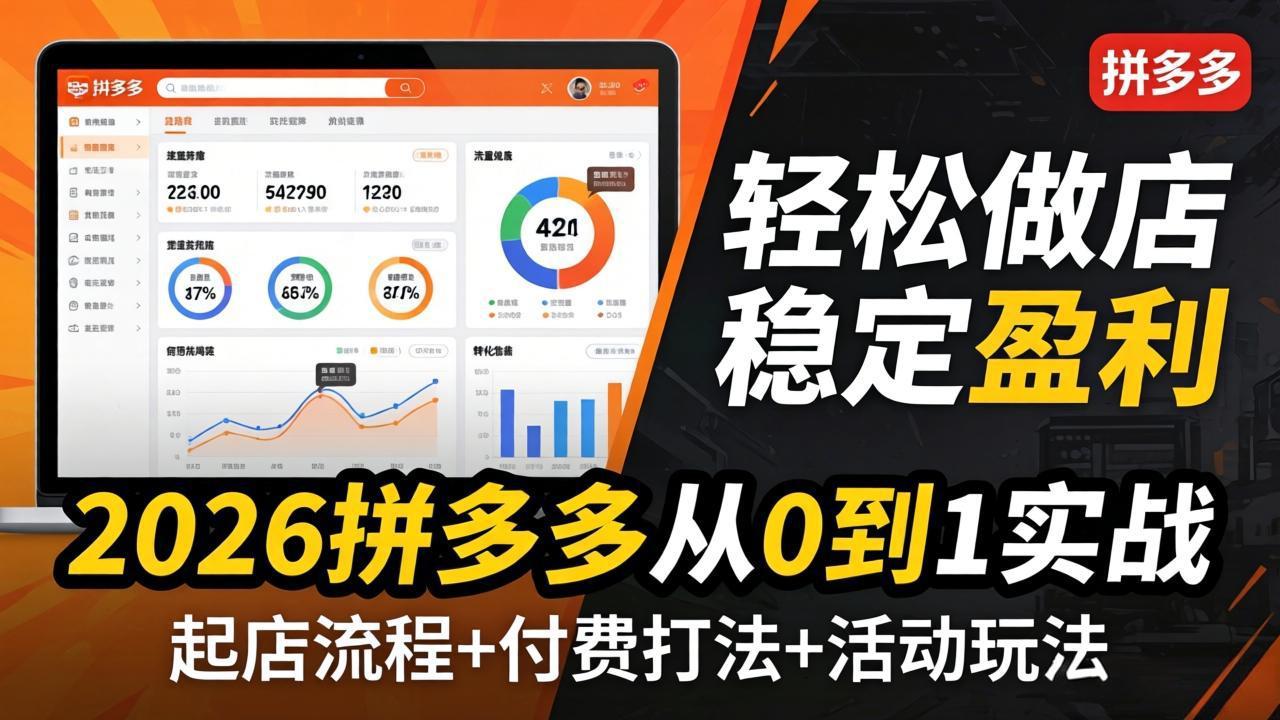 2026拼多多从0到1实战-4月更新：最新起店流程+付费打法+活动玩法，轻松做店稳定盈利-快名资源网