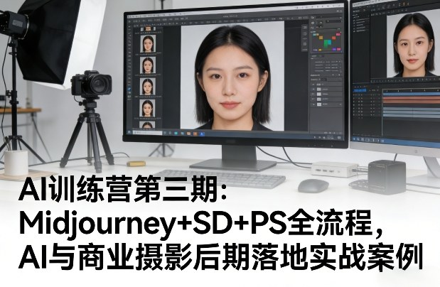 AI训练营第三期：Midjourney+SD+PS全流程，AI与商业摄影后期落地实战案例-快名资源网