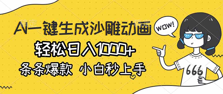 AI一键生成沙雕动画，轻松日入1000+，条条爆款，小白秒上手-快名资源网