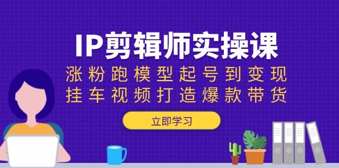 IP剪辑师实操课：涨粉跑模型起号到变现，挂车视频打造爆款带货-快名资源网