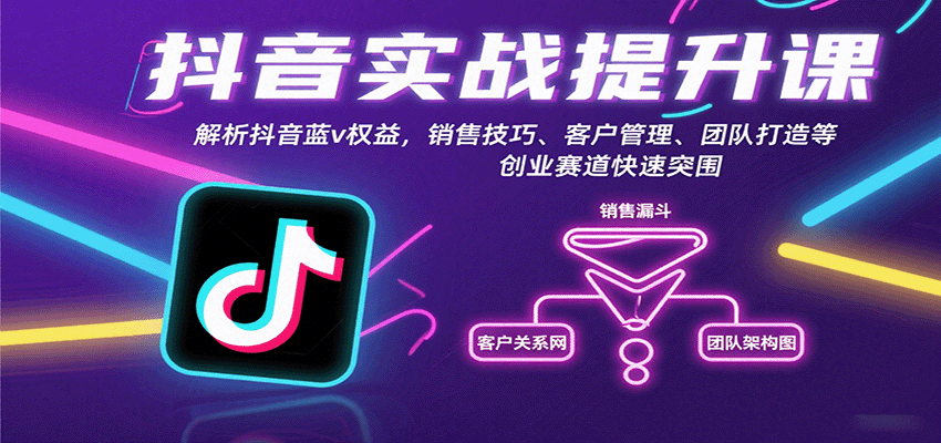 抖音实战提升课：解析抖音蓝v权益，销售技巧、客户管理、团队打造等创业赛道快速突围-快名资源网