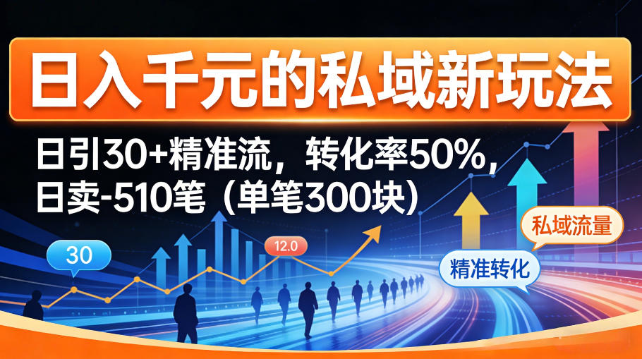 日入千米的私域新玩法：日引30＋精准流，转化率50%，日卖5-10笔(单笔300米)-快名资源网