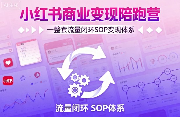 小红书商业变现陪跑营，轻IP矩阵 私域获客 聚光投流，一整套流量闭环SOP变现体系-快名资源网