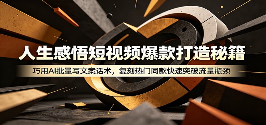 人生感悟短视频爆款打造秘籍：巧用A 批量写文案话术，复刻热门同款快速突破流量瓶颈-快名资源网