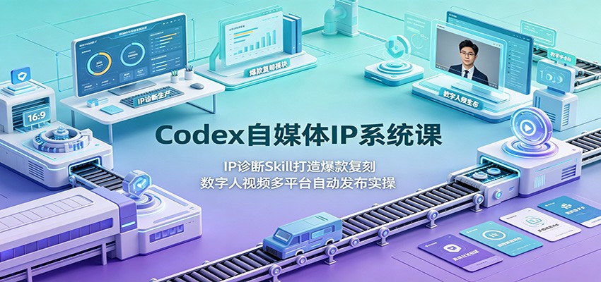 Codex自媒体IP系统课：IP诊断Skill打造爆款复刻，数字人视频多平台自动发布实操-青虫资源网