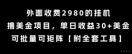 外面收费2980的挂G撸美金项目，单日收益30+美金，可批量可矩阵【揭秘】-快名资源网