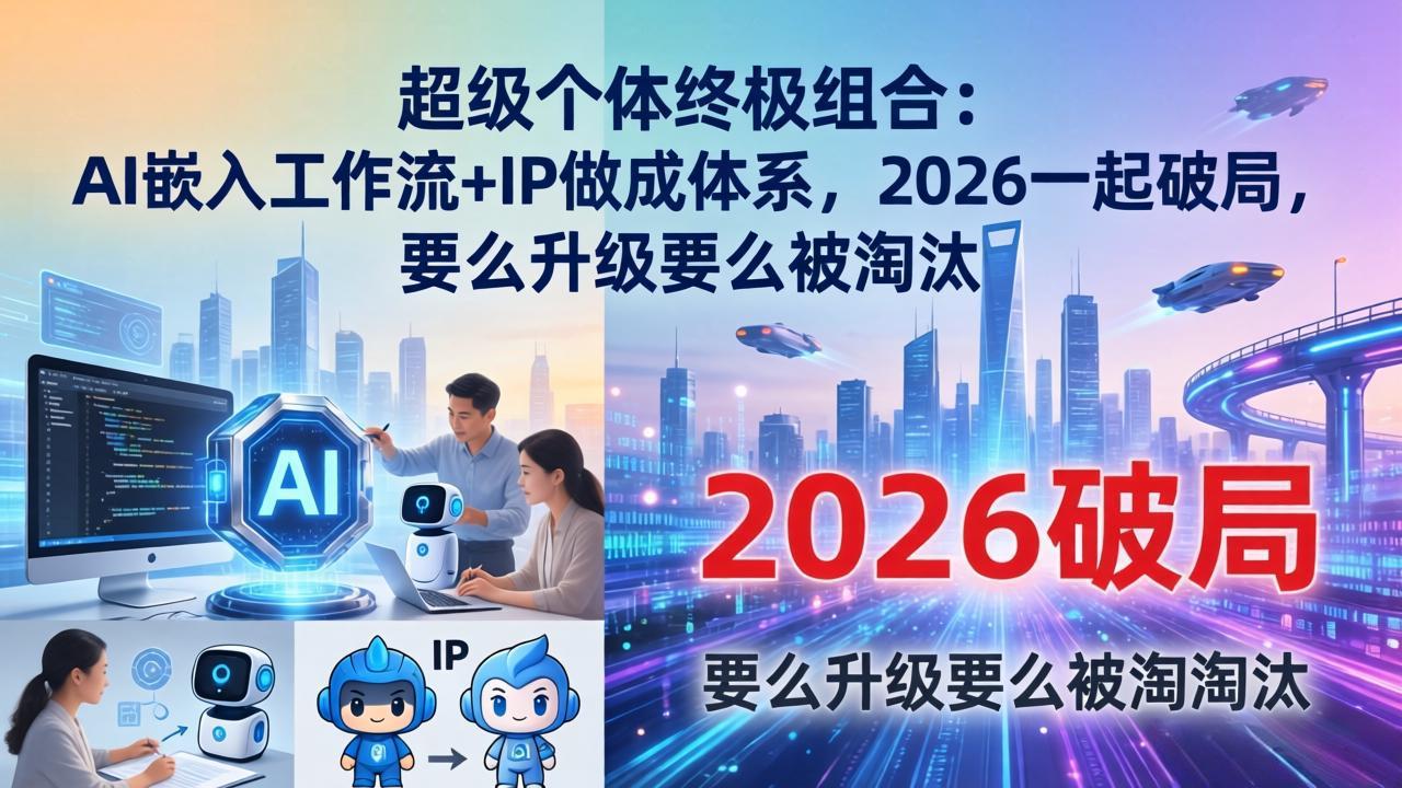 超级个体终极组合：AI嵌入工作流+IP做成体系，2026一起破局，要么升级要么被淘汰-快名资源网