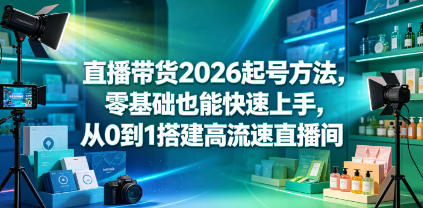 直播带货2026起号方法，零基础也能快速上手，从0到1搭建高流速直播间-快名资源网