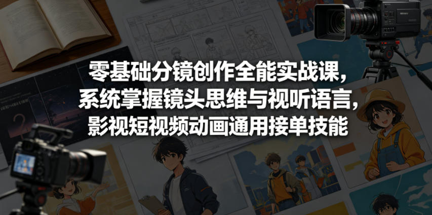 零基础分镜创作全能实战课，系统掌握镜头思维与视听语言，影视短视频动画通用接单技能-快名资源网