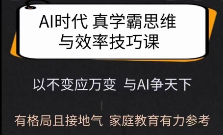 Ai时代真学霸思维与学习方法课，有格局且接地气，家庭教育有力参考-快名资源网