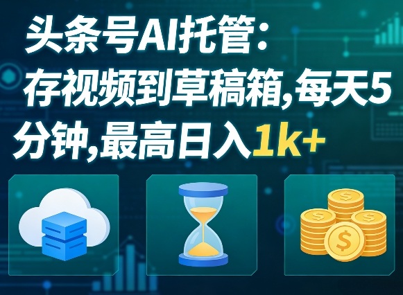 头条号AI托管，我存视频到你草稿箱，每天5分钟，最高日入1k+【揭秘】-青虫资源网