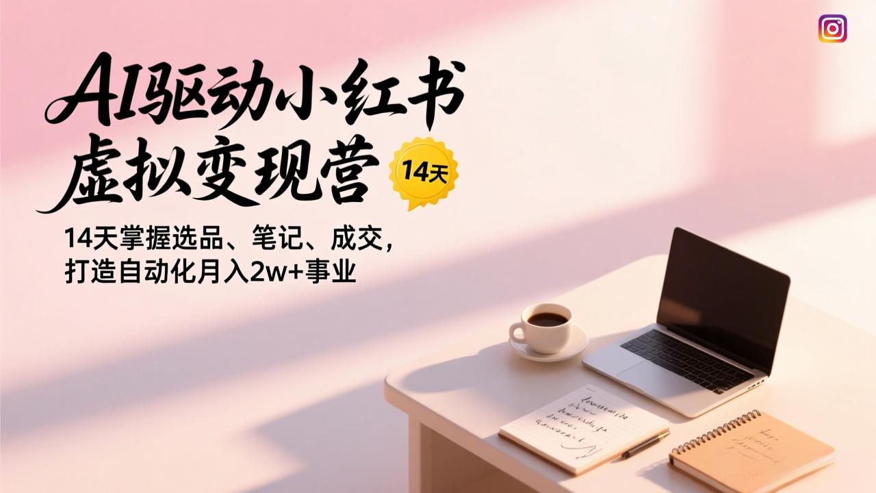 AI驱动小红书虚拟变现营，14天掌握选品、笔记、成交，打造自动化月入2w+事业-快名资源网