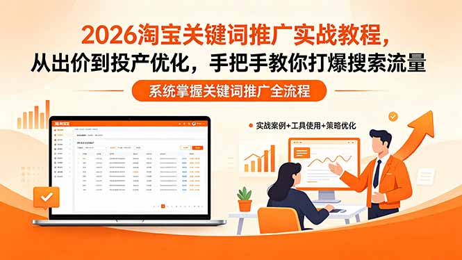 2026淘宝关键词推广实战教程，，从出价到投产优化，手把手教你打爆搜索流量-快名资源网