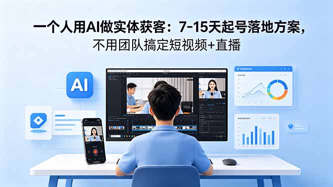 一个人用AI做实体获客：7-15天起号落地方案，不用团队搞定短视频+直播-快名资源网