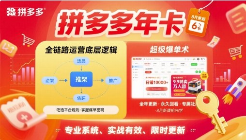 拼多多年卡【8月更新6节】拼多多全链路运营底层逻辑，超级爆单术-快名资源网