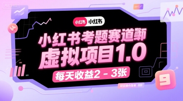 小红书考题赛道虚拟项目1.0，项目操作简单，每天收益2-3张-快名资源网