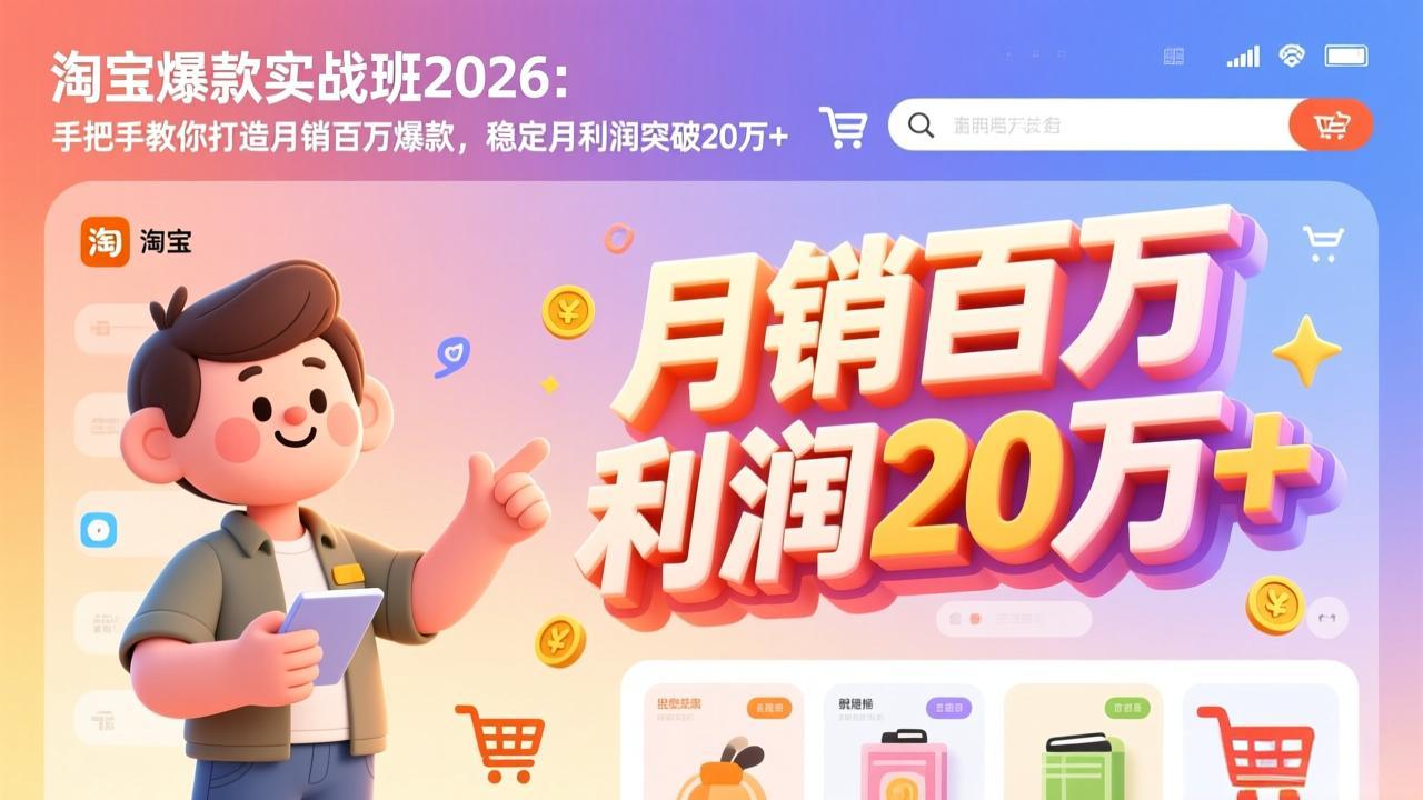 淘宝爆款实战班2026：手把手教你打造月销百万爆款，稳定月利润突破20万+-快名资源网