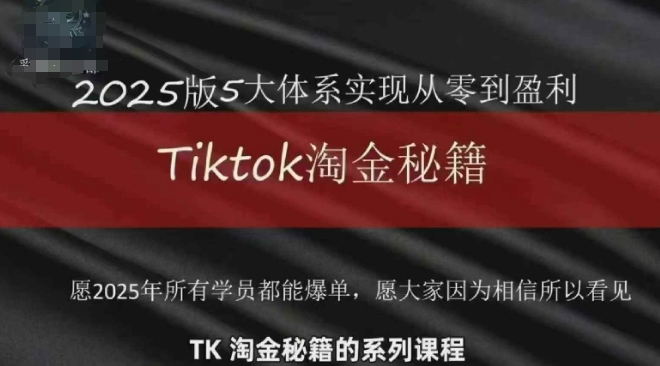 TikTok跨境2025淘金秘籍，​2025TikTok从0到盈利变现-快名资源网