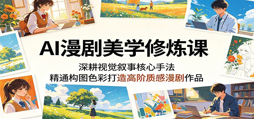 AI漫剧美学修炼课：深耕视觉叙事核心手法，精通构图色彩打造高阶质感漫剧作品-快名资源网