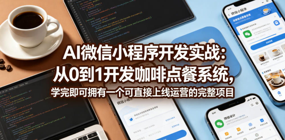 AI微信小程序开发实战：从0到1开发咖啡点餐系统，学完即可拥有一个可直接上线运营的完整项目-快名资源网